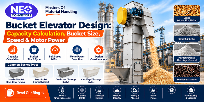 Bucket Elevator Design: Capacity Calculation, Bucket Size, Speed & Motor Power